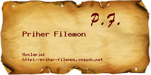 Priher Filemon névjegykártya